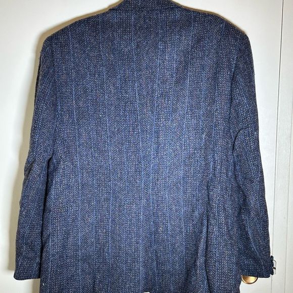 Vintage men’s navy Harris tweed blazer jacket lrg. Vintage Scottish Harris tweed - Picture 9 of 14